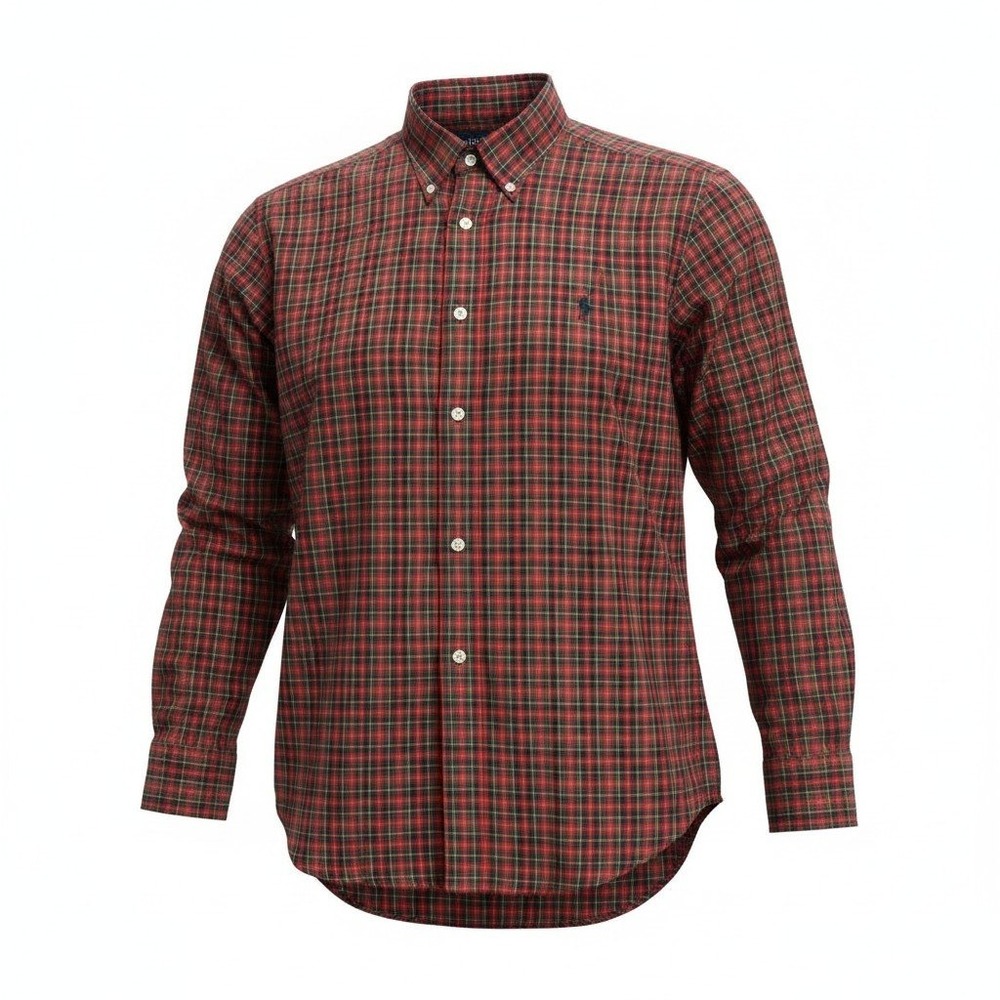 Ralph Lauren Blake Button Down Mens XL Red Plaid Seersucker Preppy Long Sleeve